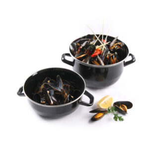 Oala emailata cu capac pentru scoici 3 Lit ,21 cm diametru x13/20 cm inaltime