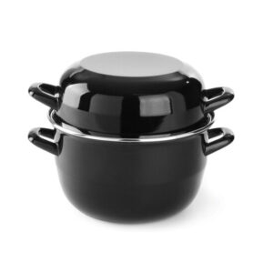 Oala emailata cu capac pentru scoici 2,3 Lit ,20 cm diametru x19 cm inaltime